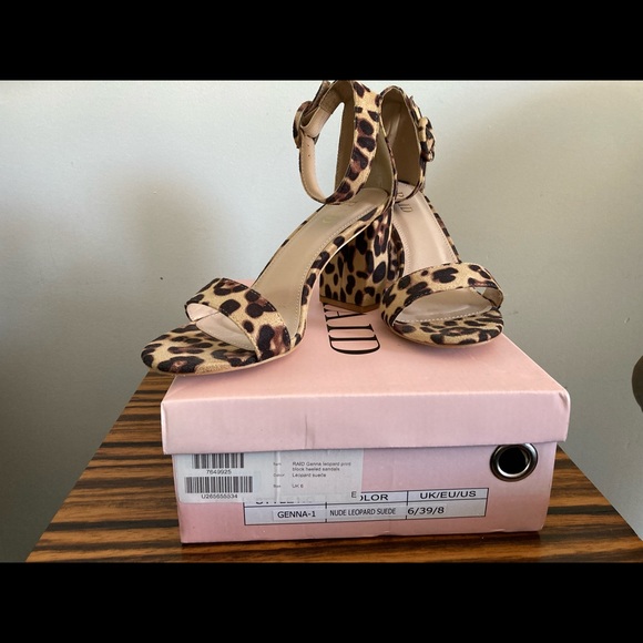 ASOS RAID leopard print faux suede ankle strap heels - Picture 2 of 4